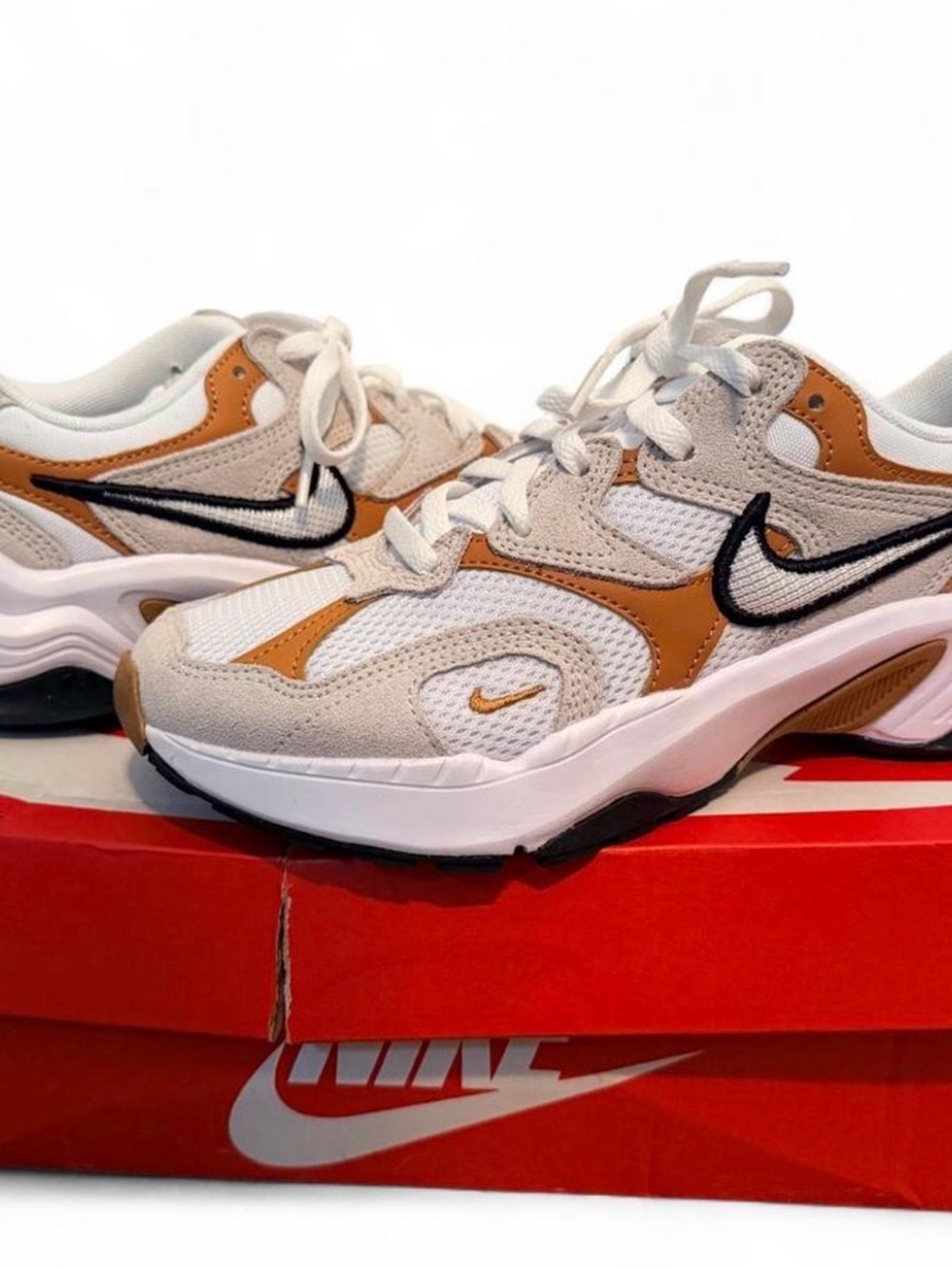 Nike White, Tan & Black Retro Runner Sneaker